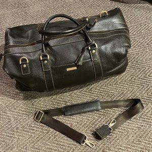 Brooks Brothers leather rolling duffle bag